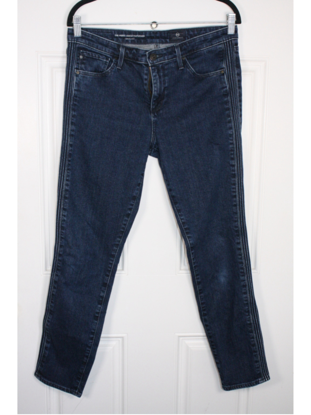 AG Adriano Goldschmied Prima Pintuck Tuxedo Side Stripe Ankle Jeans 30